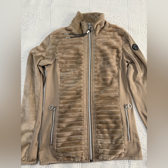 Tan Ribbed Zip-Up Jacket - Picture 2 of 7